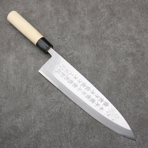 Sakai Takayuki Engraving by Kubota Nennensaisai White Steel No.2 Deba  300mm Magnolia Handle 