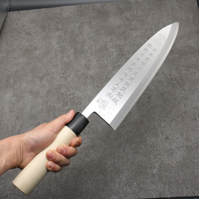 Sakai Takayuki Grabado bañado de Kubota Nennensaisai Acero Blanco No.2 Deba 300mm Mango de Magnolia - Japanny-SP