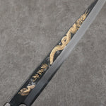 Sakai Takayuki Grabado bañado en oro de Kubota Tenryu Acero Blanco No.2 Terminado Negro Yanagiba 300mm Mango de Madera de ebano - Japanny-SP