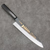 Sakai Takayuki Grabado bañado en oro de Kubota Gojunotou Acero Blanco No.2 Terminado Negro Gyuto 240mm Mango de Madera de ebano - Japanny-SP