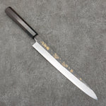 Sakai Takayuki Grabado bañado en oro de Kubota Sakura Acero Blanco No.2 Terminado Negro Yanagiba 240mm Mango de Madera de ebano - Japanny-SP