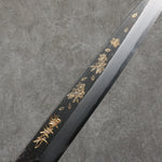 Sakai Takayuki Grabado bañado en oro de Kubota Sakura Acero Blanco No.2 Terminado Negro Yanagiba 240mm Mango de Madera de ebano - Japanny-SP