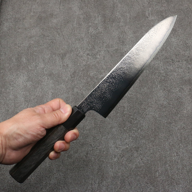 Seisuke VG5 Nashiji Negro Terminado de Espejo Gyuto 210mm Mango de Madera de Pakka Gris - Japanny-SP