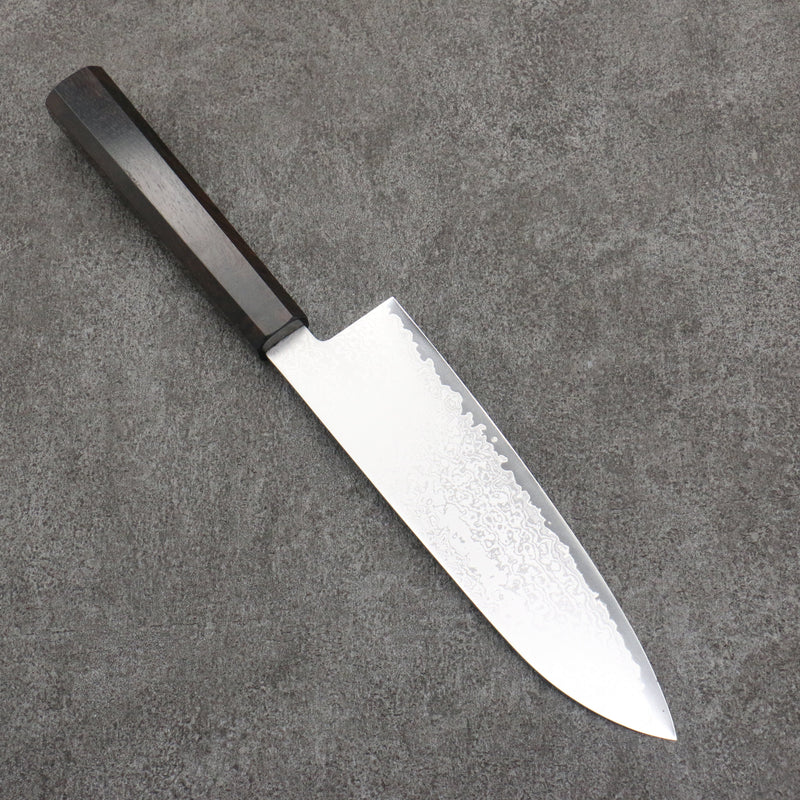 Seisuke VG10 Damasco Santoku 180mm Mango de Madera de ebano - Japanny-SP