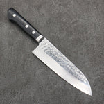 Seisuke VG1 Martillado Terminado Migaki Pulido Santoku 165mm Mango de Madera de Pakka Negra - Japanny-SP