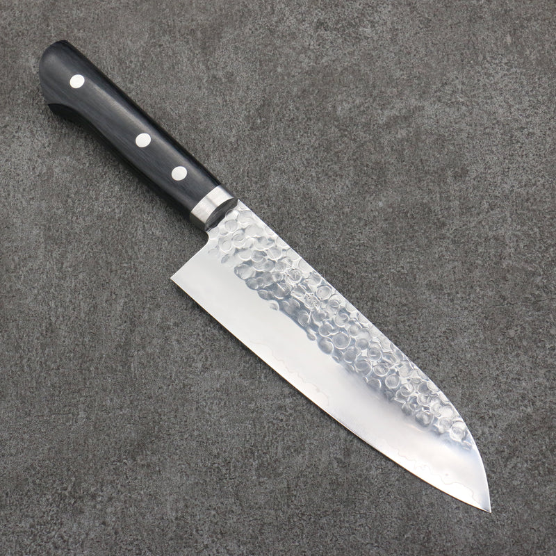 Seisuke VG1 Martillado Terminado Migaki Pulido Santoku 165mm Mango de Madera de Pakka Negra - Japanny-SP