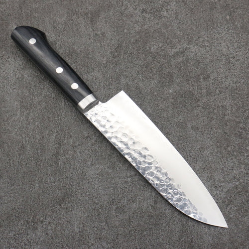 Seisuke VG1 Martillado Terminado Migaki Pulido Santoku 165mm Mango de Madera de Pakka Negra - Japanny-SP