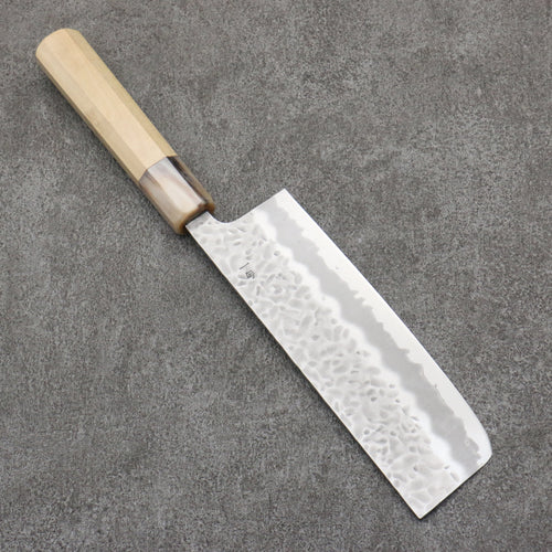 Seisuke Kumo Acero Blanco No.1 Martillado Nakiri 165mm Mango de Magnolia - Japanny-SP