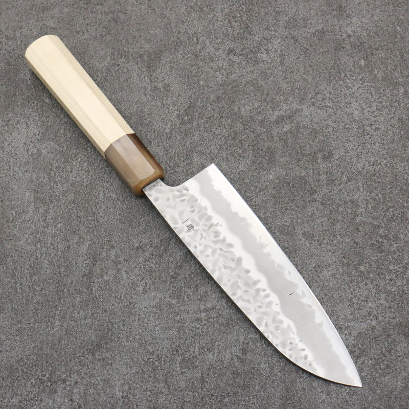 Seisuke Kumo Acero Blanco No.1 Martillado Santoku 165mm Mango de Magnolia - Japanny-SP