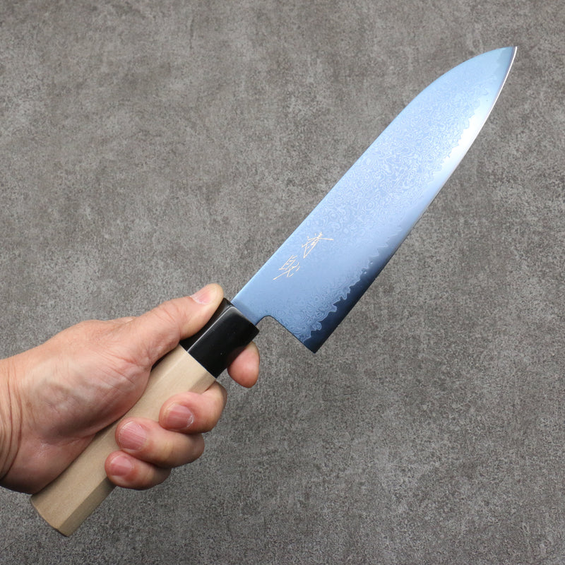 Seisuke VG10 Ion plating Damasco Santoku 180mm Mango de Magnolia - Japanny-SP