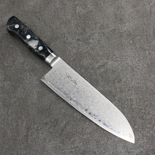 Seisuke VG5 Damasco Santoku 175mm Mango de Resina jaspeada negra oscuro - Japanny-SP