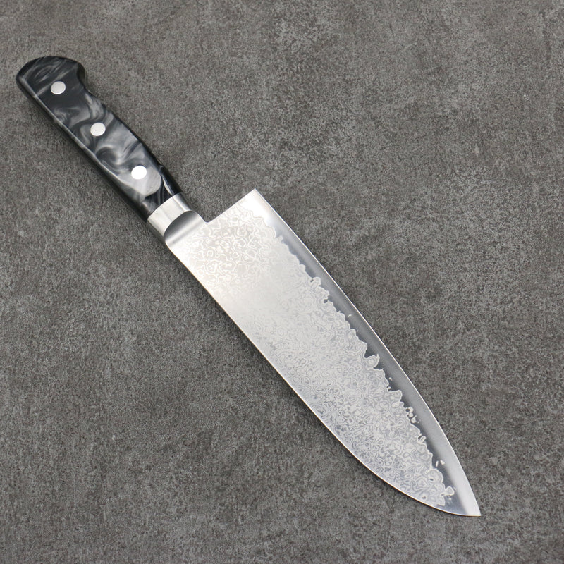 Seisuke VG5 Damasco Santoku 175mm Mango de Resina jaspeada negra oscuro - Japanny-SP