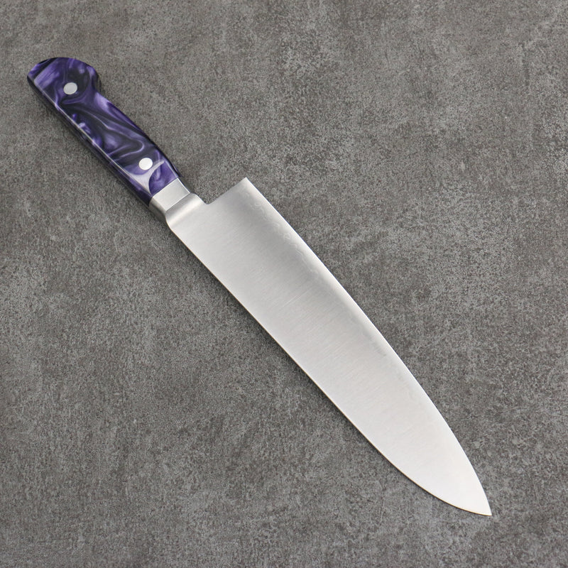 Seisuke VG5 Terminado Migaki Gyuto 210mm Mango de Resina jaspeada morado oscuro - Japanny-SP