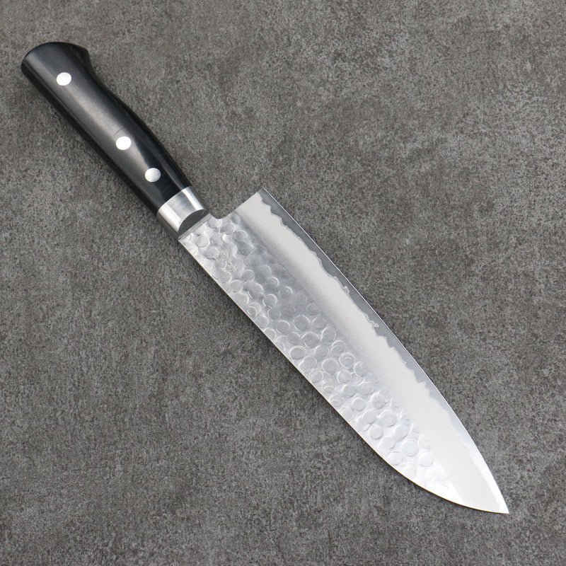 Seisuke Acero Azul Martillado Acanalado Santoku 180mm Mango de Madera de Pakka Negra - Japanny-SP