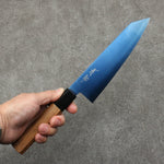 Seisuke Acero SK-85 Ion plating Kiritsuke Santoku 180mm Mango de Teca (férula: Plastico negra) - Japanny-SP