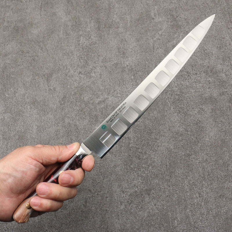 Sakai Takayuki Gran Chef SP Uddeholm Acero Inoxidable Sueco Sujihiki Salmon 240mm Mango de SP Tipo III (Volcán) - Japanny-SP