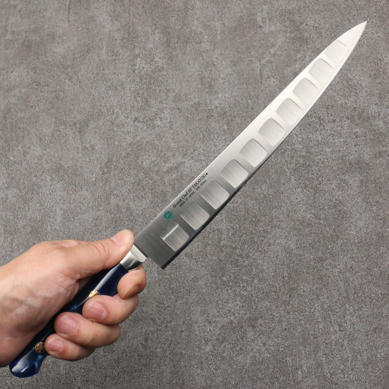 Sakai Takayuki Gran Chef SP Uddeholm Acero Inoxidable Sueco Sujihiki Salmon 240mm Mango de SP Tipo III (Oceano) - Japanny-SP