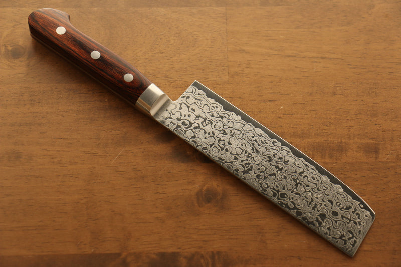 Seisuke Mokusei ZA-18 Damasco con Terminado de Espejo Nakiri 165mm Mango de Madera de Pakka Cafe - Japanny-SP