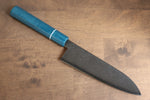 Seisuke VG5 Nashiji Tinte negro Santoku  165mm Mango de Micarta de lienzo azul - Japanny-SP