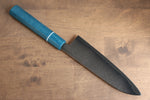 Seisuke VG5 Nashiji Tinte negro Santoku  165mm Mango de Micarta de lienzo azul - Japanny-SP