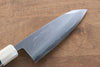 Jikko Shiko Acero Azul Kiritsuke Deba 120mm Mango de Ebano con doble anillo de buffalo acuatico - Japanny-SP