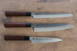 Seki Kanetsugu Madera Heptagon VG10 Martillado Set de cuchillo Gyuto, Petty y Pan  mm - Japanny-SP