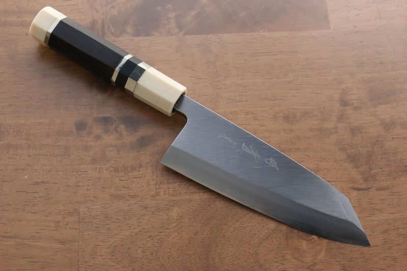 Jikko Shiko Acero Azul Kiritsuke Deba  150mm Mango de Ebano con doble anillo de buffalo acuatico - Japanny-SP