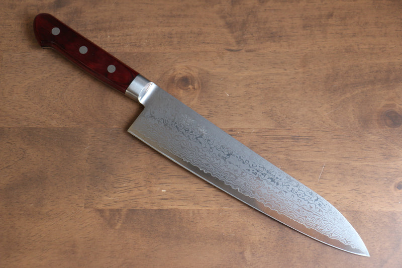 Seisuke VG10 33Capas Damasco con Terminado de Espejo Gyuto  210mm Mango de Madera de pakka roja - Japanny-SP