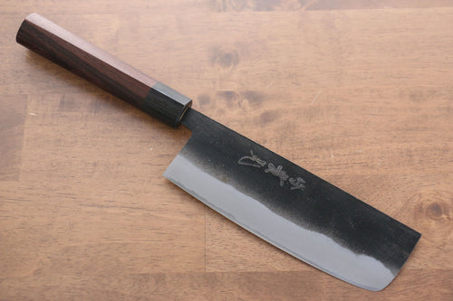 Jikko Acero Blanco No.2 Terminado Negro Nakiri  165mm Mango de Shitan - Japanny-SP