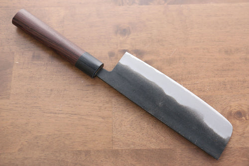 Jikko Acero Blanco No.2 Terminado Negro Nakiri  165mm Mango de Shitan - Japanny-SP