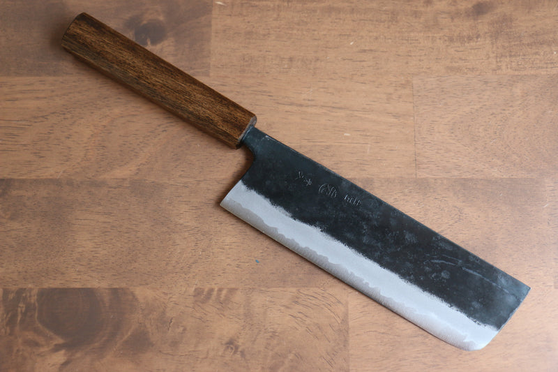 Kyohei  Shindo Acero Azul Terminado Negro Nakiri  165mm Mango de Laquerado de arce vivo - Japanny-SP