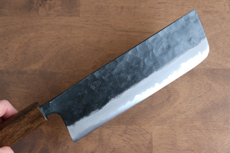 Kyohei  Shindo Acero Azul Terminado Negro Nakiri  165mm Mango de Laquerado de arce vivo - Japanny-SP