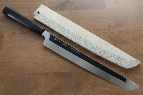 Sakai Takayuki Genbu Acero Azul No.2 Honyaki Terminado de Espejo Sakimaru Yanagiba  300mm Mango de Madera de ebano Con funda - Japanny-SP