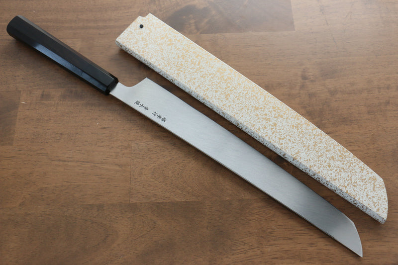 Sakai Takayuki Genbu Acero Azul No.2 Honyaki Terminado de Espejo Sakimaru Yanagiba  300mm Mango de Madera de ebano Con funda - Japanny-SP