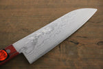 Shigeki Tanaka VG10 de 17 Capas Damasco Santoku  165mm Mango de Madera de pakka roja - Japanny-SP