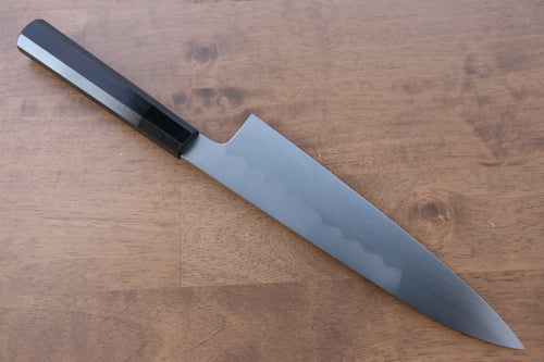 Jikko Honyaki Acero Blanco No.3 Kasumitogi Gyuto 210mm Mango de Madera de ebano - Japanny-SP