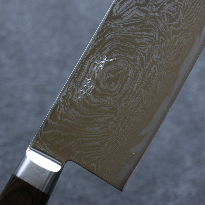 Seisuke Nami AUS10 Damasco con Terminado de Espejo Nakiri  165mm Mango de Madera de Pakka Cafe - Japanny-SP