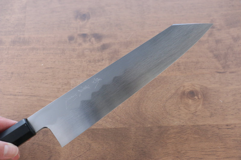 Jikko Honyaki Acero Blanco No.3 Kasumitogi Kiritsuke Gyuto 210mm Mango de Madera de ebano - Japanny-SP