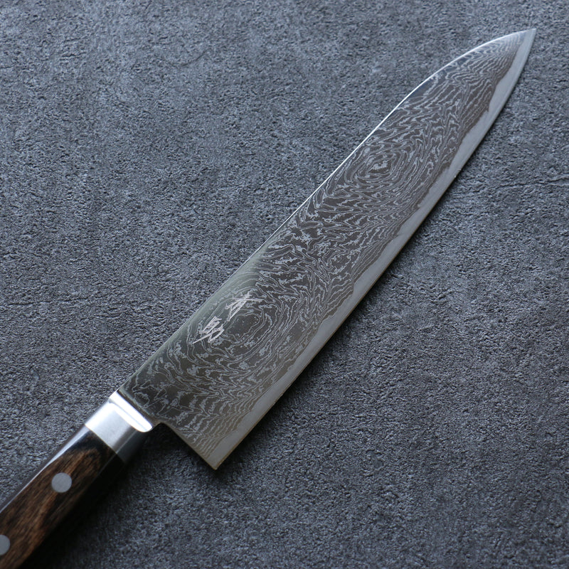 Seisuke Nami AUS10 Damasco con Terminado de Espejo Gyuto  210mm Mango de Madera de Pakka Cafe - Japanny-SP