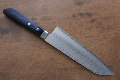 Kunihira Sairyu VG10 Damasco Santoku  170mm Mango de Madera de pakka azul - Japanny-SP