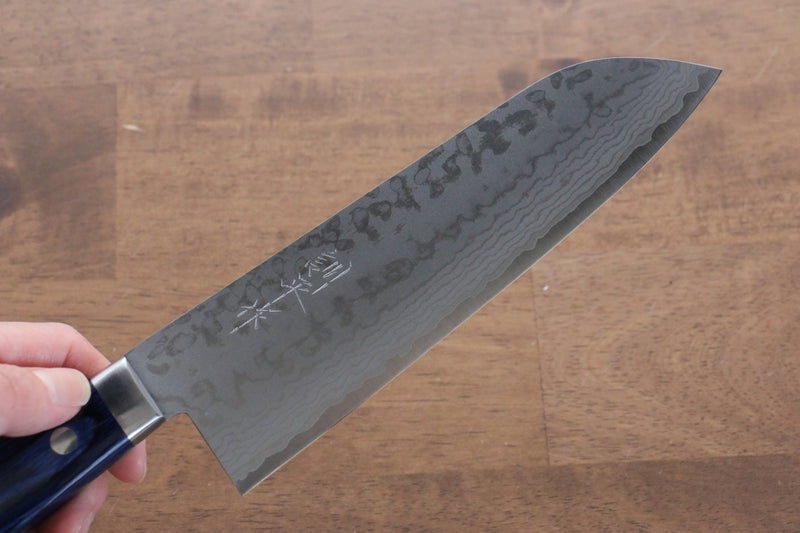 Kunihira Sairyu VG10 Damasco Santoku  170mm Mango de Madera de pakka azul - Japanny-SP