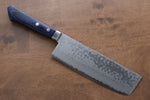 Kunihira Sairyu VG10 Damasco Nakiri  165mm Mango de Madera de pakka azul - Japanny-SP