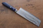 Kunihira Sairyu VG10 Damasco Nakiri  165mm Mango de Madera de pakka azul - Japanny-SP