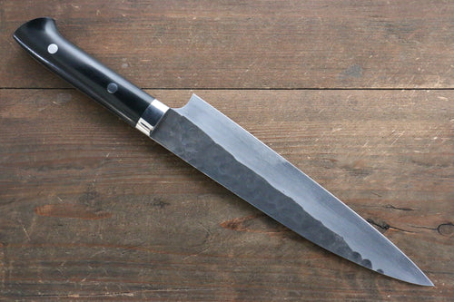 Shungo Ogata Super Azul Martillado Terminado Negro Gyuto  210mm Mango de Micarta Negra - Japanny-SP