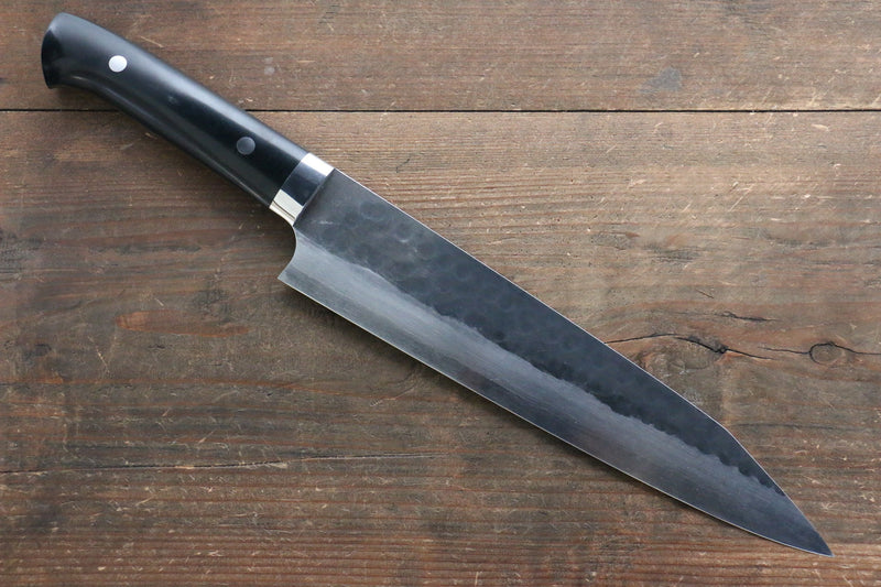 Shungo Ogata Super Azul Martillado Terminado Negro Gyuto  240mm Mango de Micarta Negra - Japanny-SP