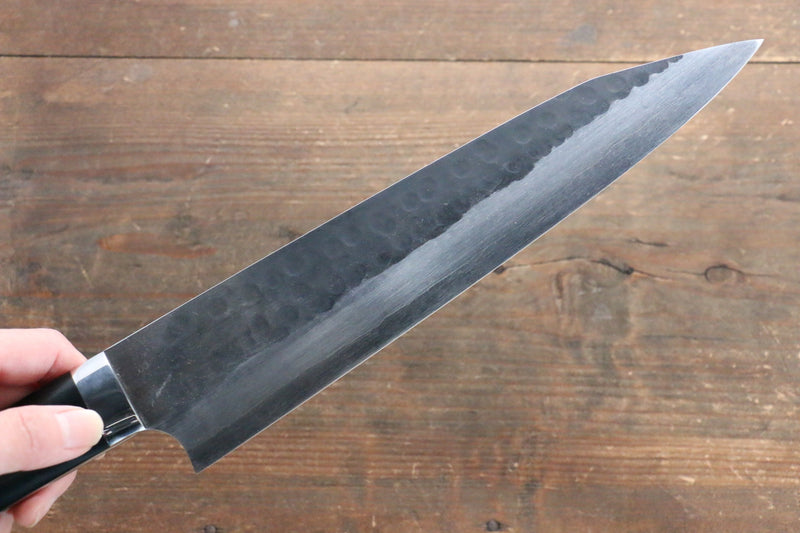 Shungo Ogata Super Azul Martillado Terminado Negro Gyuto  240mm Mango de Micarta Negra - Japanny-SP