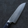 Kunihira Kokuryu VG10 Martillado Santoku pequeno  130mm Mango de Madera de pakka azul - Japanny-SP