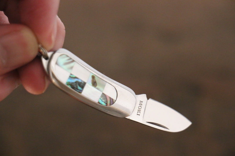 Moki Mini Pendant Pocket Knife w/ Checkered White Mother of Pearl and Abalone - Japanny-SP