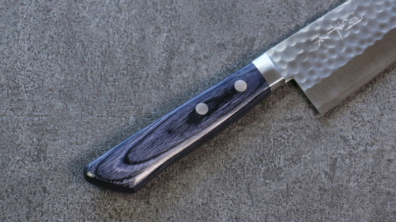 Kunihira VG1 Martillado Santoku  170mm Mango de azul marino de pakka negra - Japanny-SP