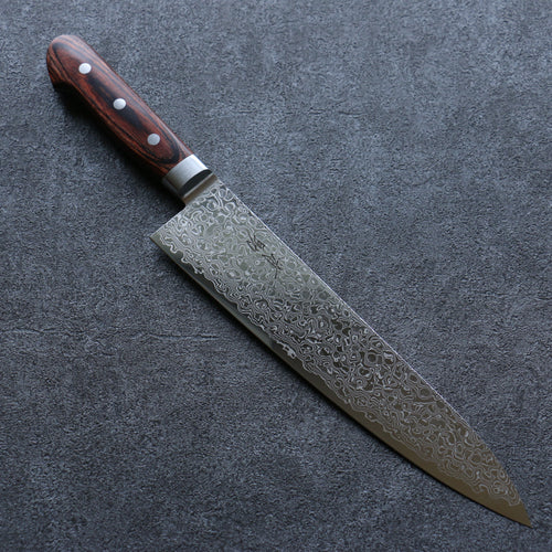 Seisuke Mokusei ZA-18 Damasco con Terminado de Espejo Gyuto  240mm Mango de Madera de Pakka Cafe - Japanny-SP